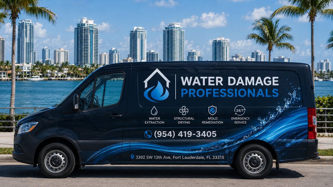 Water Damage Professionals service van in Fort Lauderdale, FL